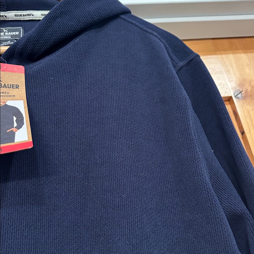 Eddie Bauer Men's Navy Textured Lounge Hoodie - Picture 3 of 5